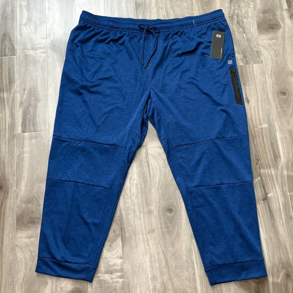 NWT Layer 8 Men's Athletic Tech Jogger Pants‎ Blue DRY-QUICK Zipper Pocket 4XL